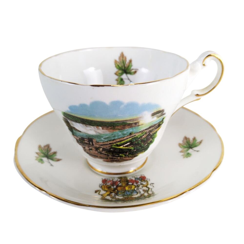 Vtg Regency Bone‎ China Niagara Falls Canada Cup & Saucer Souvenir Made England
